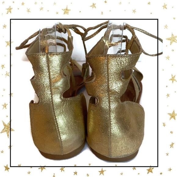Gianni Bini Gold Gladiator Style Tie Sandals 8.5 - Picture 5 of 6